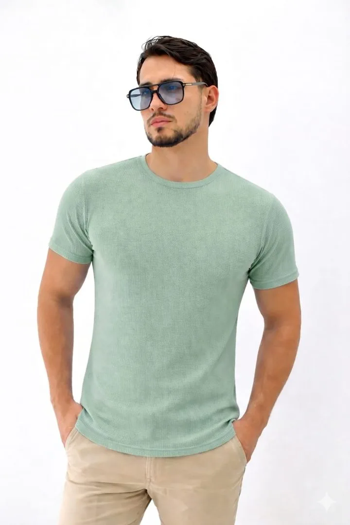 Camiseta Waffle Verde salvia